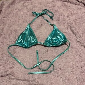 Shiny Teal Bikini Top